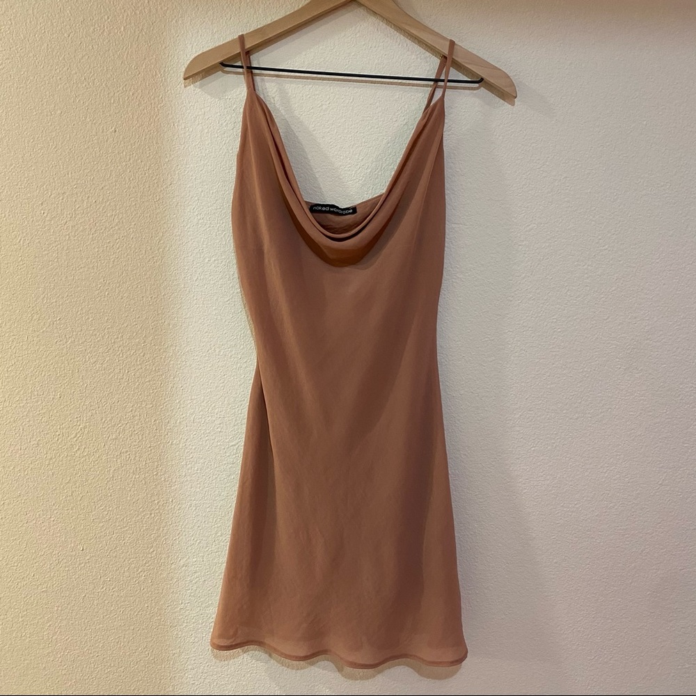 NAKED WARDROBE Pink Chiffon Mini Dress